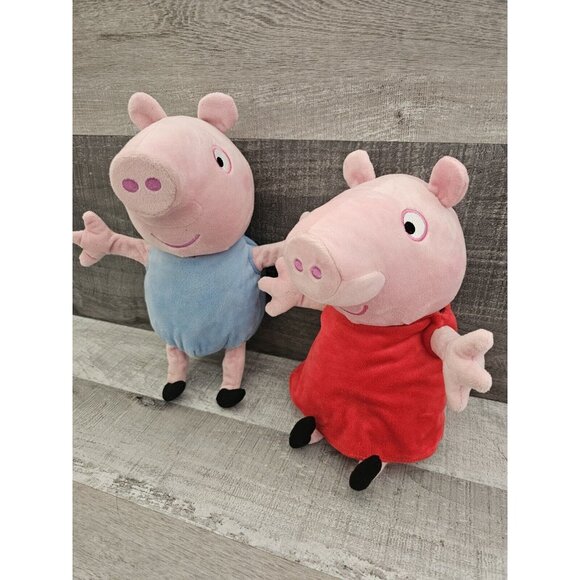2003 Peppa Pig Plush Talking Hugs Peppa Pig Stuffed Animal Toy 10" - Lot of 2 - Picture 1 of 12
